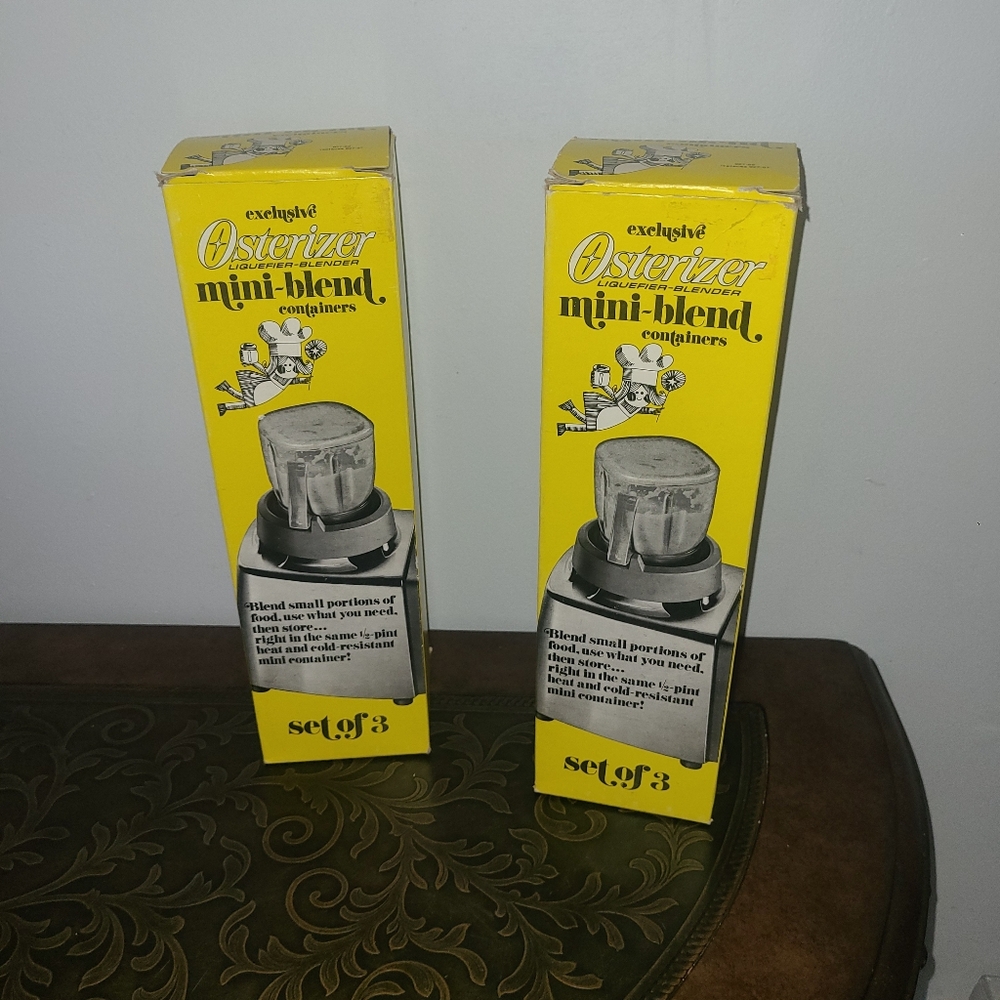 OSTERIZER 2 Boxes VTG 1974 NEW Blender Jars Mini Blend Container 8 oz Oster